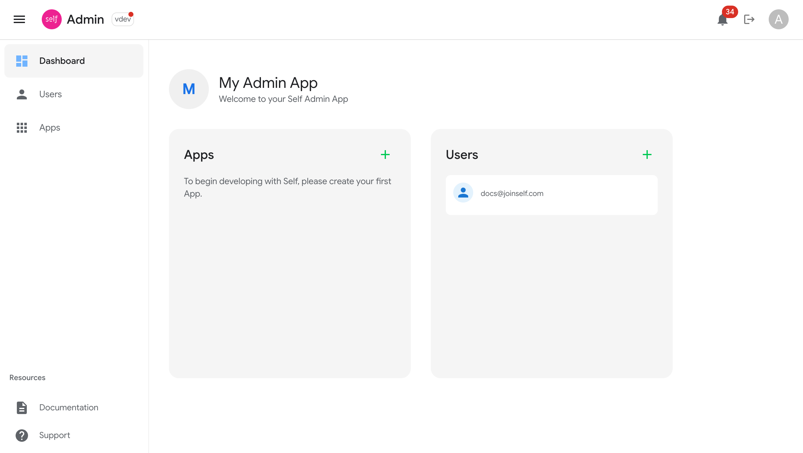 Admin App Dashboard