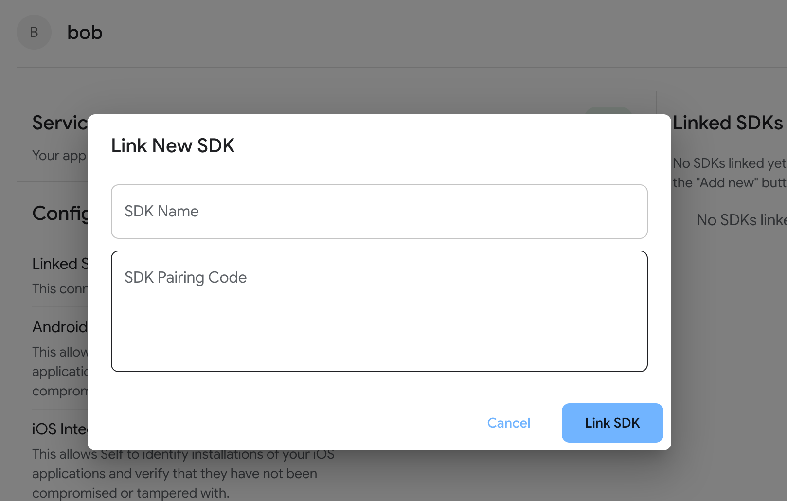 Admin App - Link sdk